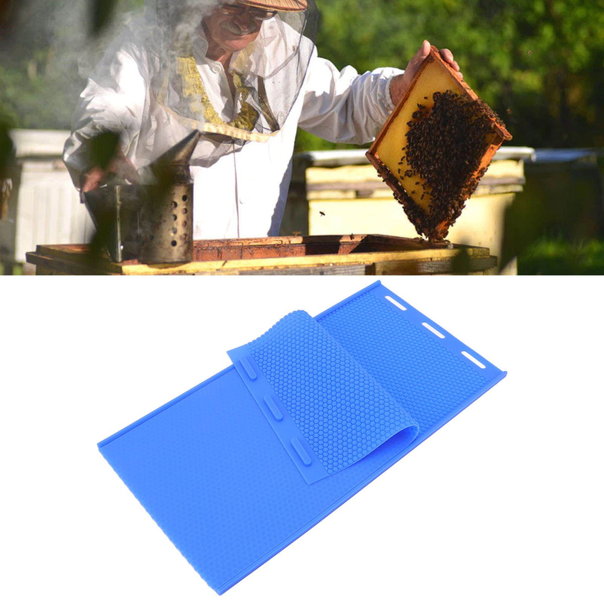 2Pcs Silicone Beeswax Sheet DIY Mold Soft Press Sheet Mould Tools Beeswax Embosser Machine for Beekeeping