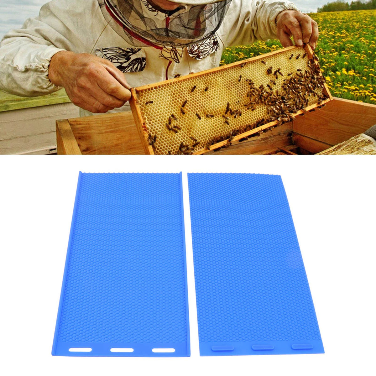 2Pcs Silicone Beeswax Sheet DIY Mold Soft Press Sheet Mould Tools Beeswax Embosser Machine for Beekeeping
