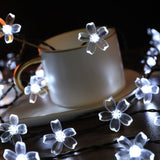 Sakura String Lights Solar Energy LED Waterproof Decoration Light for Outdoor Courtyard Pure White 5 Meters 20 Lights - Top-Down View