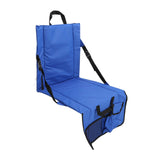 Folding Stadium Chair Adjustable Angle 600D Oxford Cloth Portable Bleacher Cushions with Pocket for Sandbeach Picnic BBQ Blue