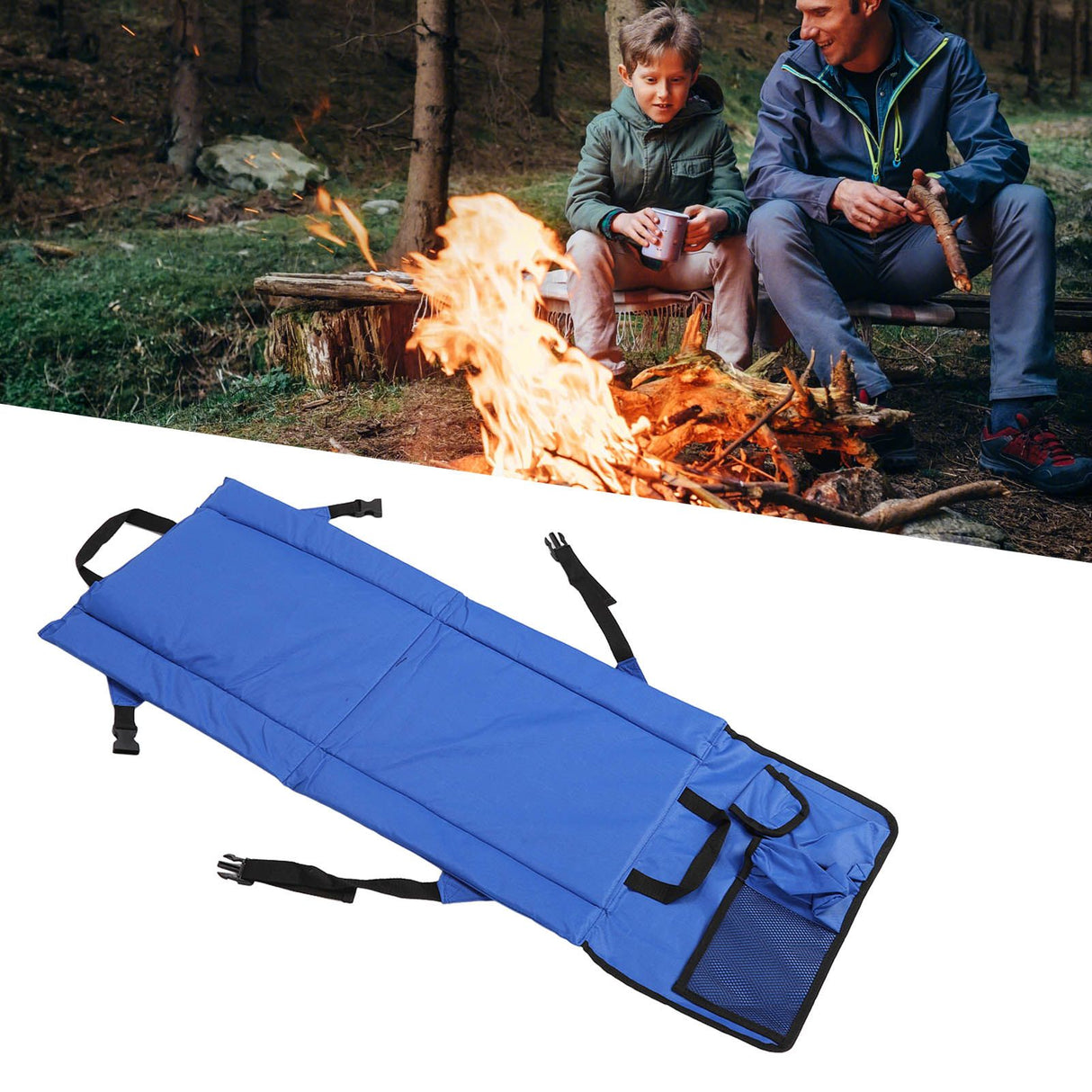 Folding Stadium Chair Adjustable Angle 600D Oxford Cloth Portable Bleacher Cushions with Pocket for Sandbeach Picnic BBQ Blue