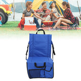 Folding Stadium Chair Adjustable Angle 600D Oxford Cloth Portable Bleacher Cushions with Pocket for Sandbeach Picnic BBQ Blue