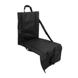 Folding Stadium Chair Adjustable Angle 600D Oxford Cloth Portable Bleacher Cushions with Pocket for Sandbeach Picnic BBQ Black - Side View