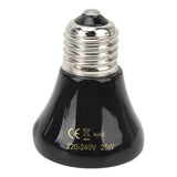 Ceramic Reptile Heat Lamp Bulb Mini Infrared Heat Ceramic Amphibian Heating Lamp for Lizards Reptiles 220V‑240V 25W Black