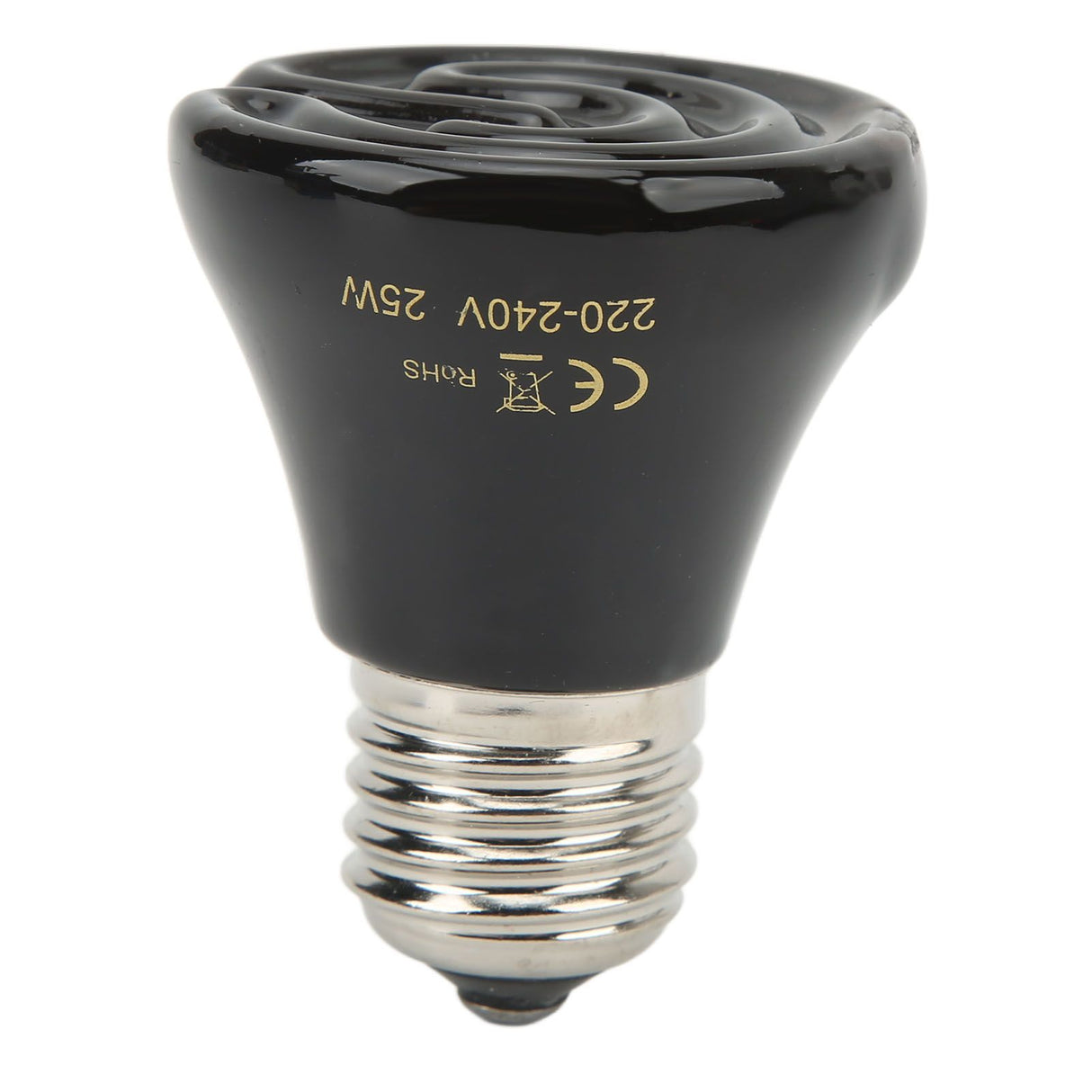 Ceramic Reptile Heat Lamp Bulb Mini Infrared Heat Ceramic Amphibian Heating Lamp for Lizards Reptiles 220V‑240V 25W Black