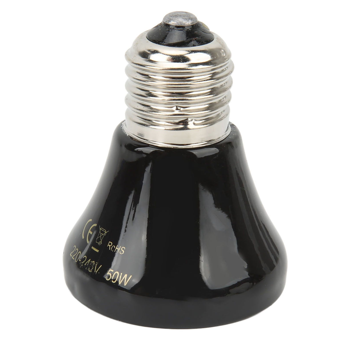 Ceramic Reptile Heat Lamp Bulb Mini Infrared Heat Ceramic Amphibian Heating Lamp for Lizards Reptiles 220V‑240V 50W Black