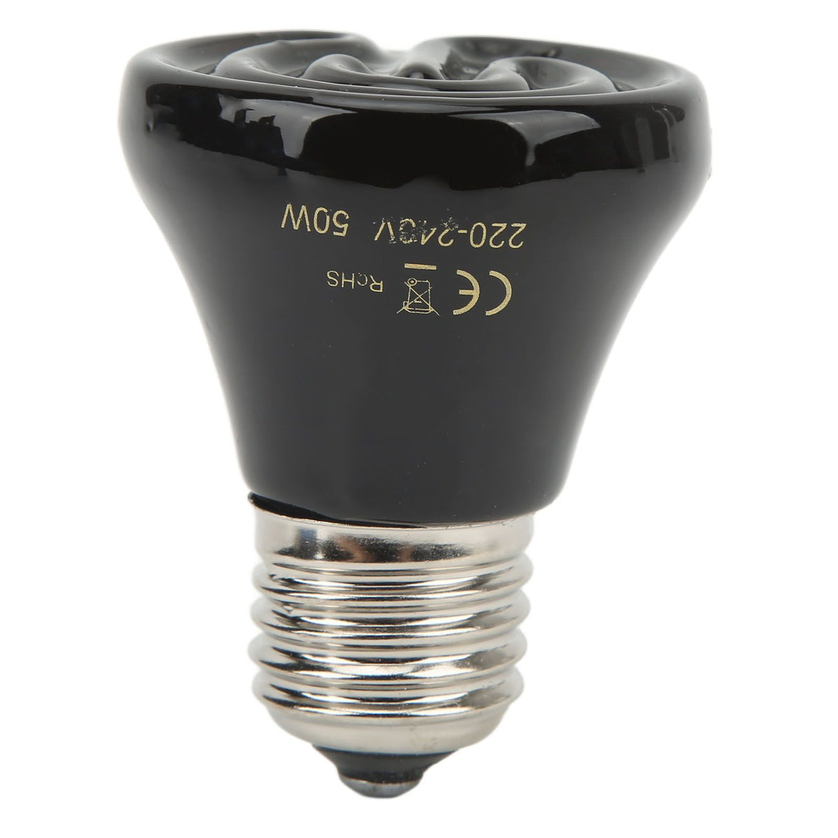 Ceramic Reptile Heat Lamp Bulb Mini Infrared Heat Ceramic Amphibian Heating Lamp for Lizards Reptiles 220V‑240V 50W Black