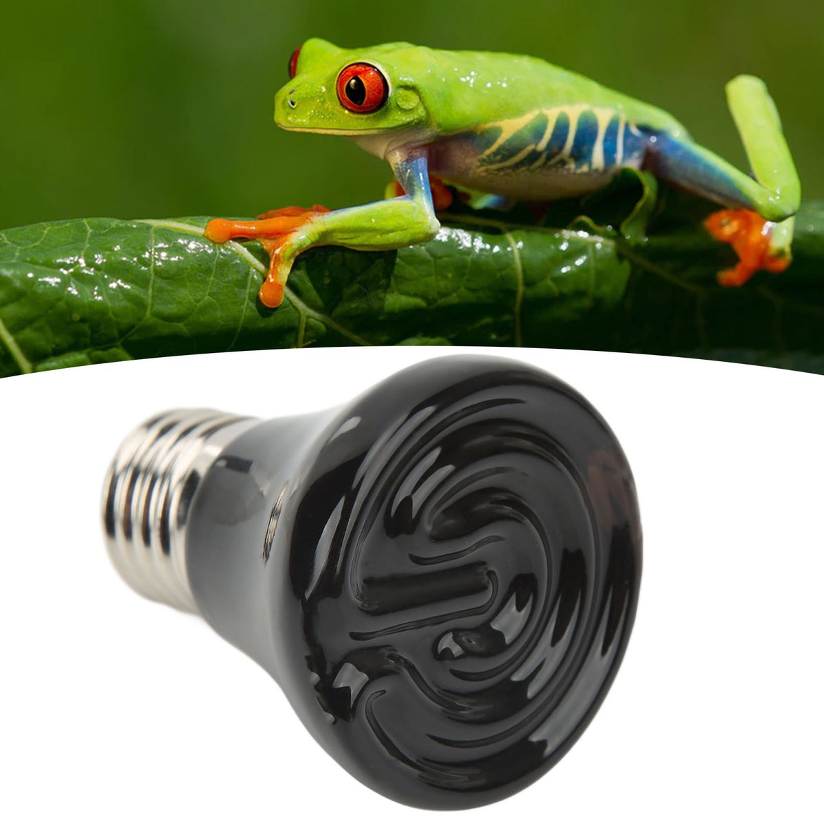 Ceramic Reptile Heat Lamp Bulb Mini Infrared Heat Ceramic Amphibian Heating Lamp for Lizards Reptiles 220V‑240V 50W Black