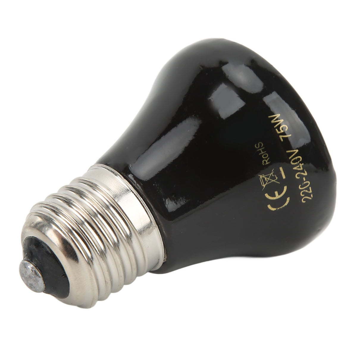 Ceramic Reptile Heat Lamp Bulb Mini Infrared Heat Ceramic Amphibian Heating Lamp for Lizards Reptiles 220V‑240V 75W Black