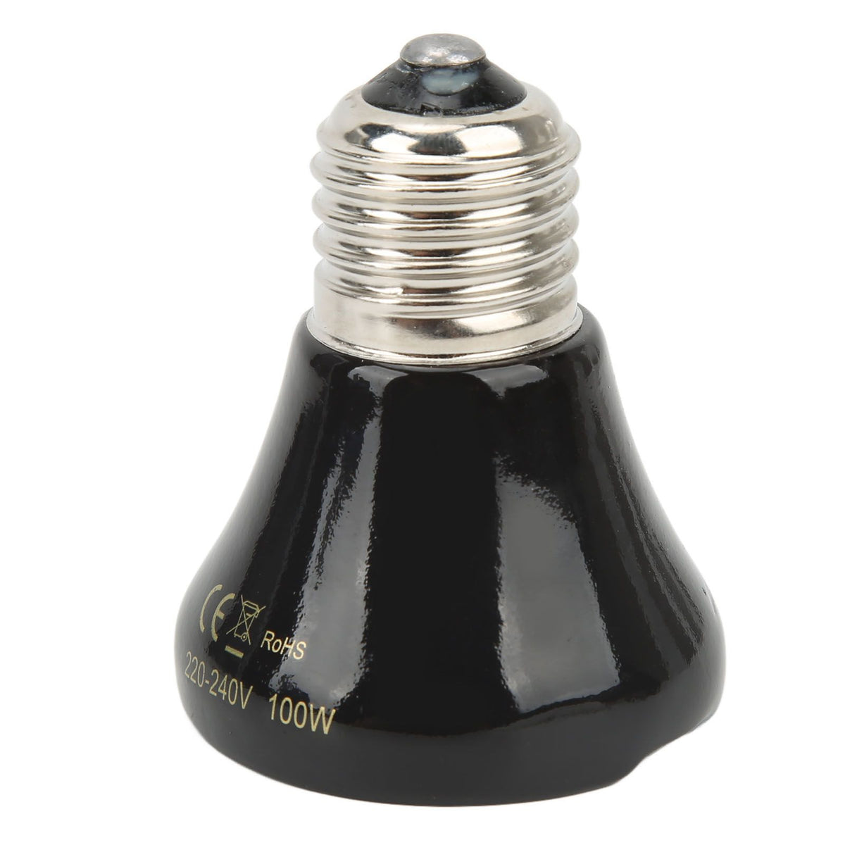 Ceramic Reptile Heat Lamp Bulb Mini Infrared Heat Ceramic Amphibian Heating Lamp for Lizards Reptiles 220V‑240V 100W Black