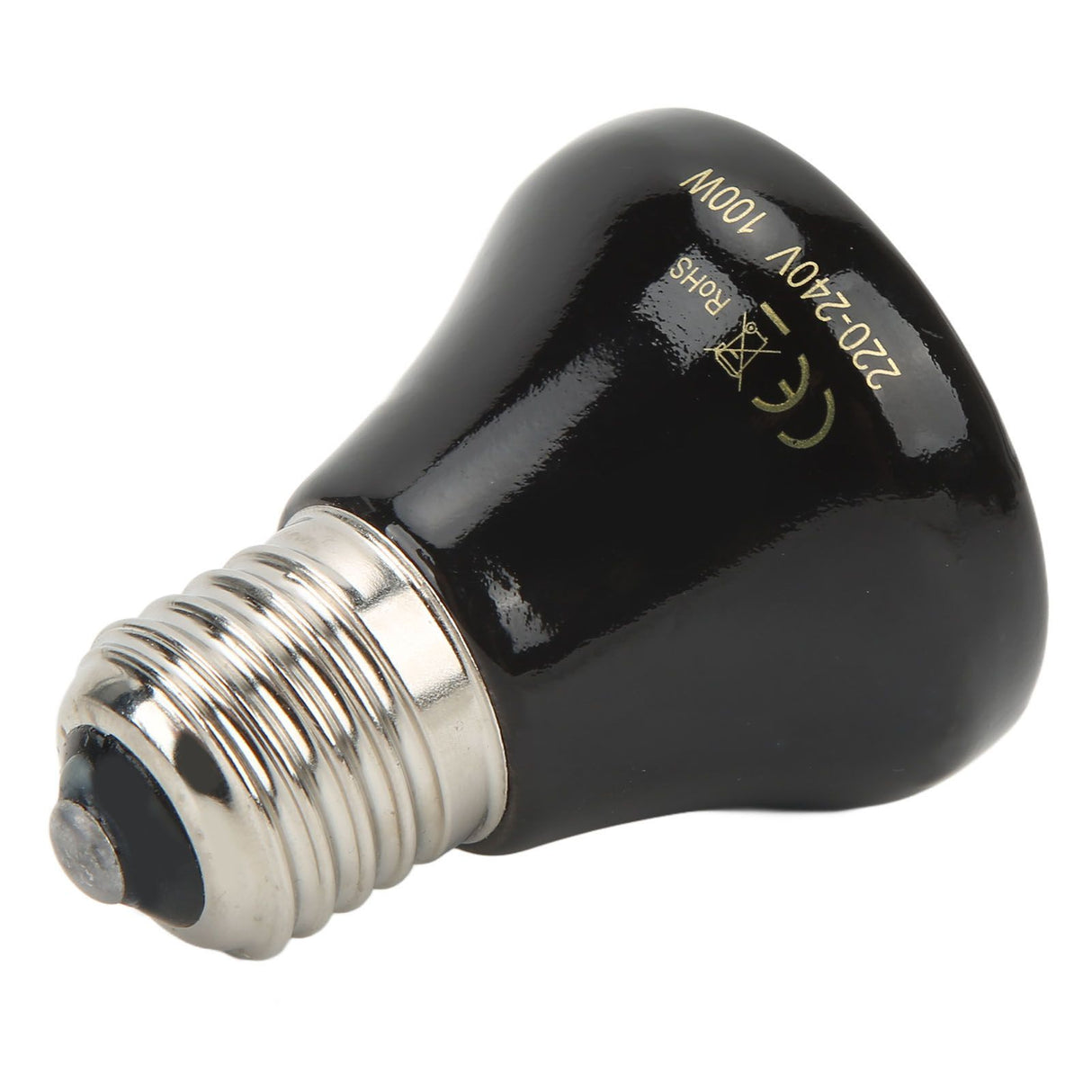 Ceramic Reptile Heat Lamp Bulb Mini Infrared Heat Ceramic Amphibian Heating Lamp for Lizards Reptiles 220V‑240V 100W Black