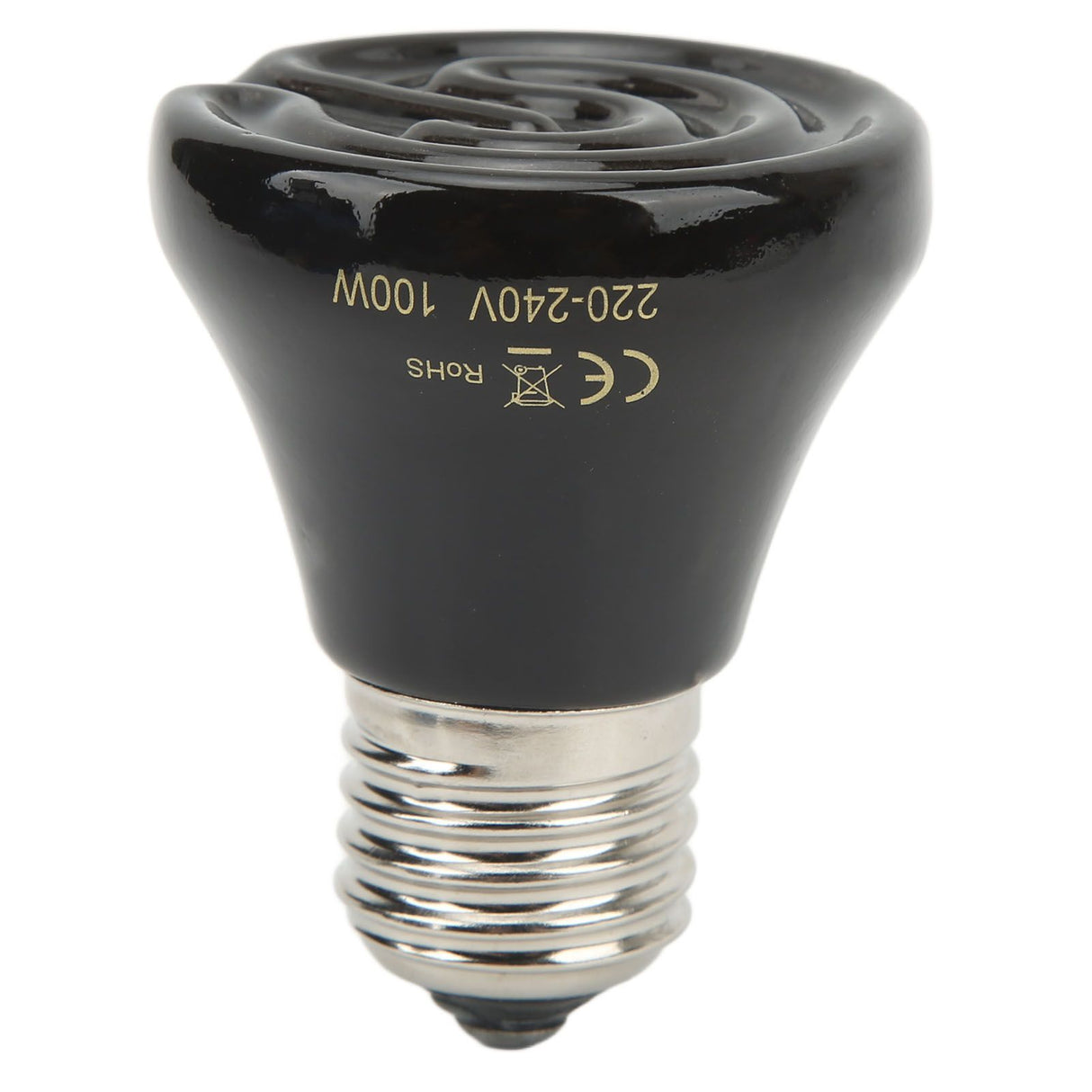 Ceramic Reptile Heat Lamp Bulb Mini Infrared Heat Ceramic Amphibian Heating Lamp for Lizards Reptiles 220V‑240V 100W Black