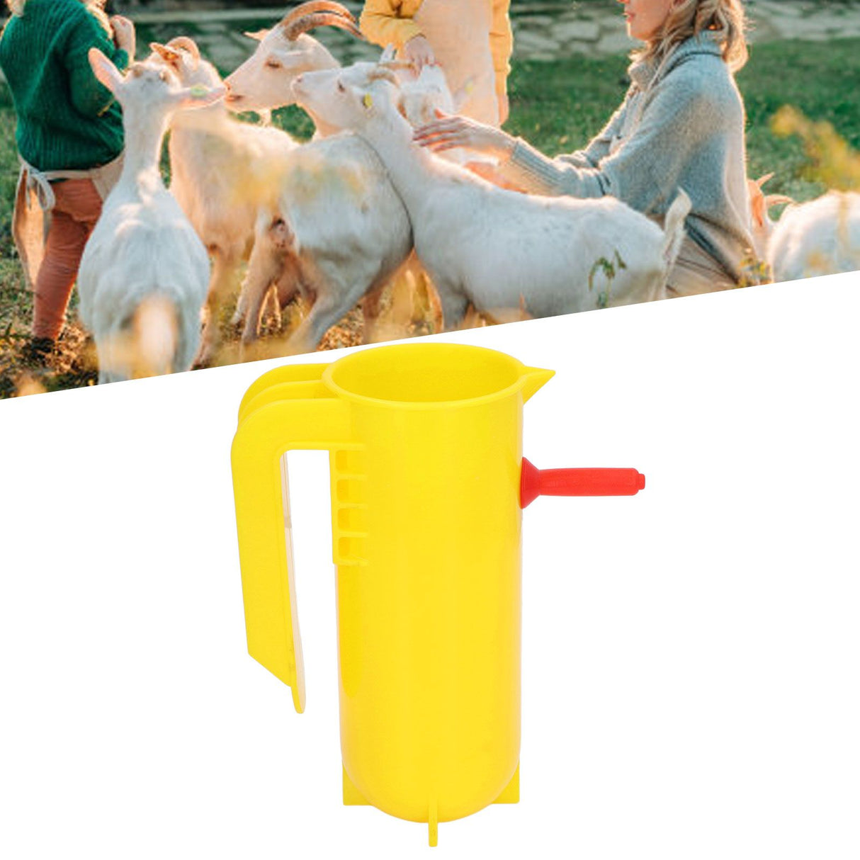 Lamb Milk Feeder Bottle 800ML Scale Accurate Quantitative Small Animal Calf Goat Pacifier Feeder Milk Bottle with Hand Grip Yellow