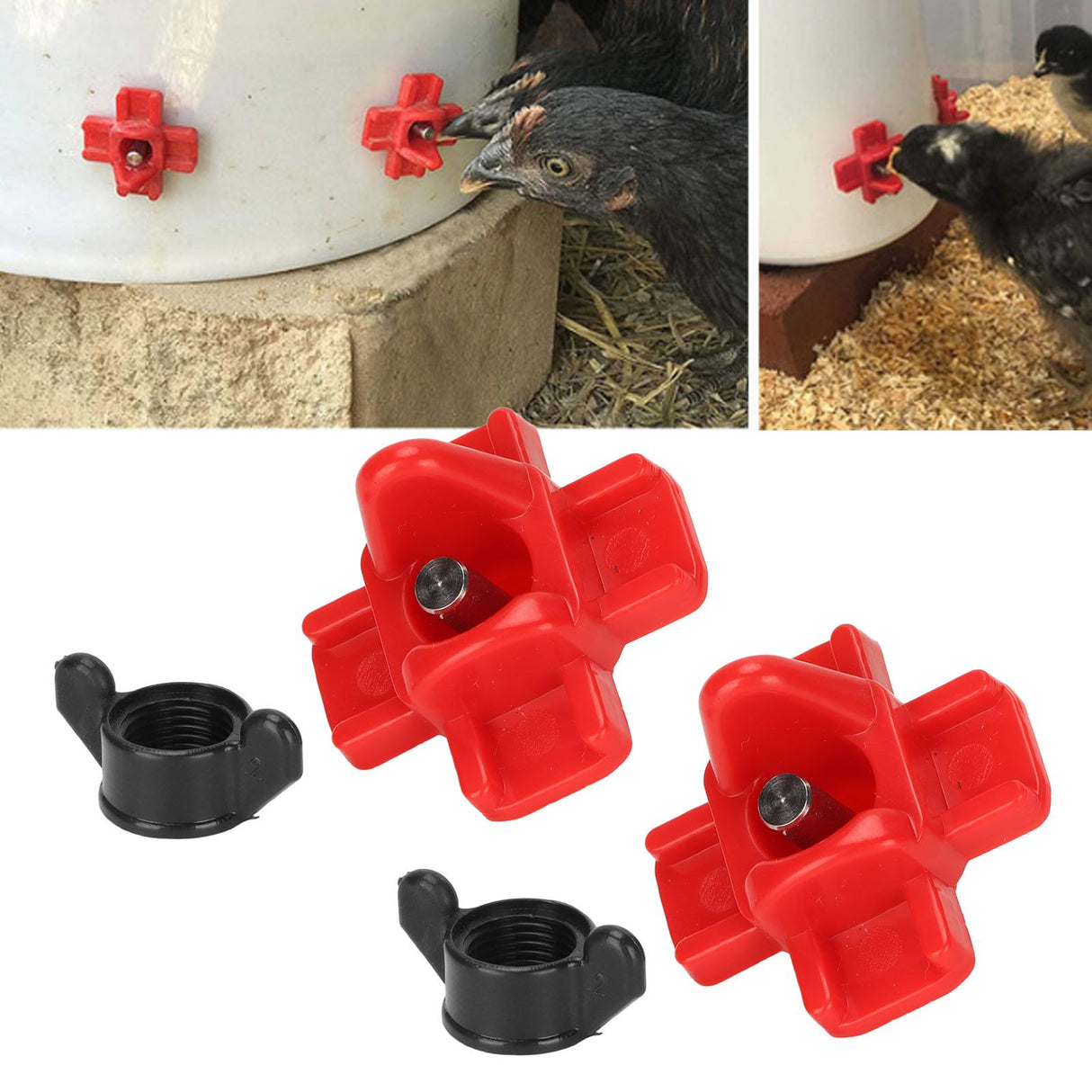 20PCS G1/8 Male Thread Chicken Drinking Nipples Automatic Waterer Equipment with Black Srews for Poultry Feeding