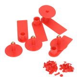 Blank Livestock Ear Tag Handwritable Prevent Shedding Animal Ear Label for Pig Cattle Sheep Red 100 Set - Front View