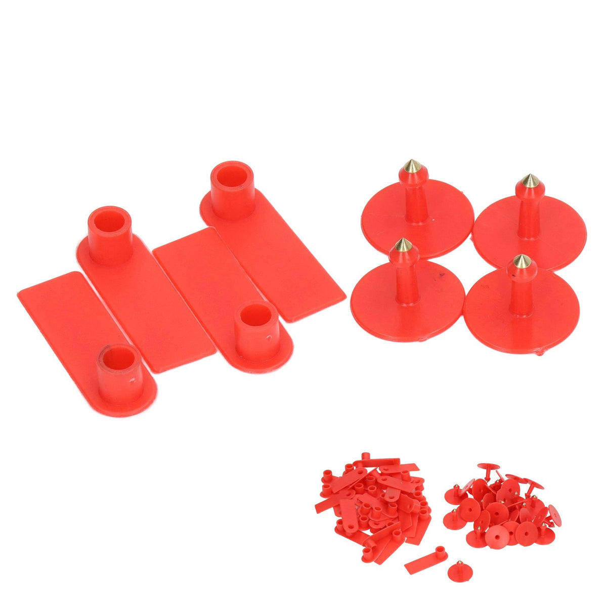 Blank Livestock Ear Tag Handwritable Prevent Shedding Animal Ear Label for Pig Cattle Sheep Red 100 Set
