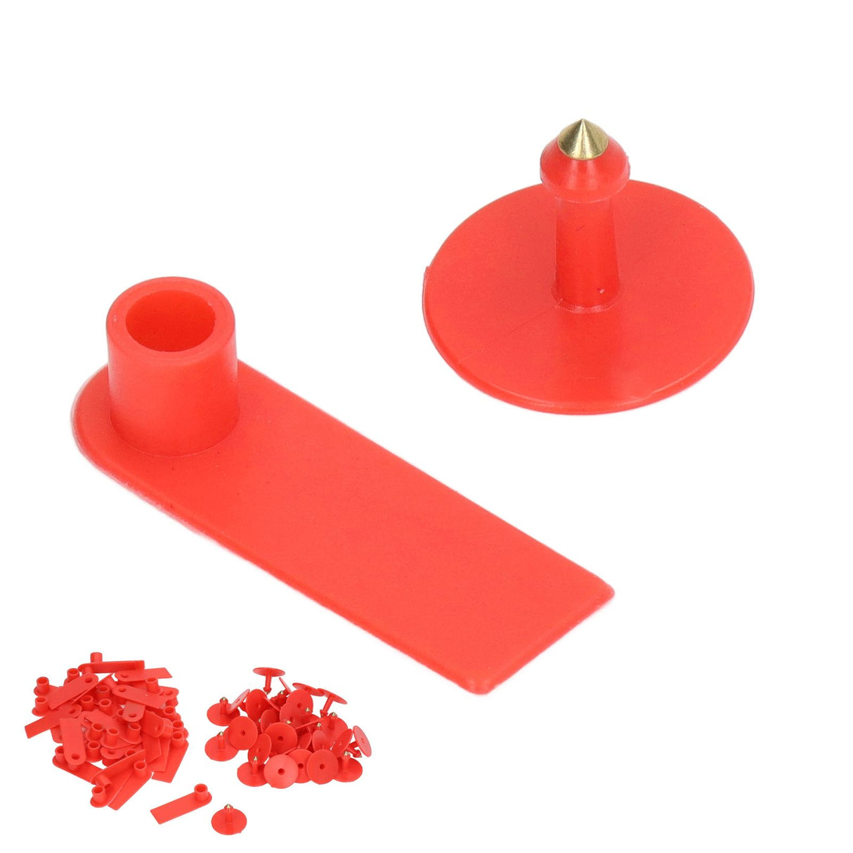 Blank Livestock Ear Tag Handwritable Prevent Shedding Animal Ear Label for Pig Cattle Sheep Red 100 Set