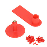 Blank Livestock Ear Tag Handwritable Prevent Shedding Animal Ear Label for Pig Cattle Sheep Red 100 Set - Close-Up Angle