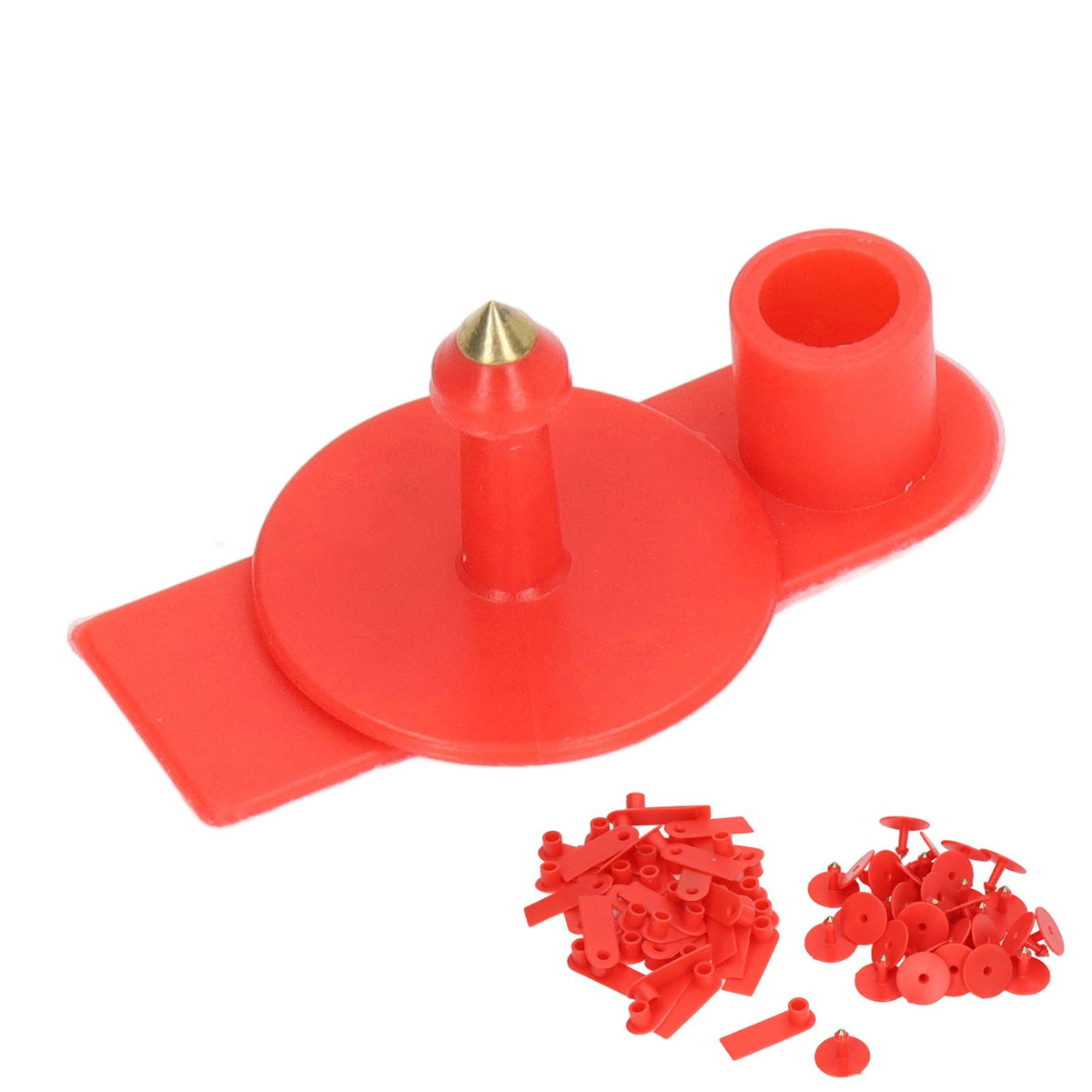 Blank Livestock Ear Tag Handwritable Prevent Shedding Animal Ear Label for Pig Cattle Sheep Red 100 Set