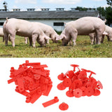 Blank Livestock Ear Tag Handwritable Prevent Shedding Animal Ear Label for Pig Cattle Sheep Red 100 Set