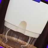 Self Watering Plastic Flowerpot Transparent Double Layer Detachable Light Flowerpot for Balcony White Large