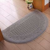 Half Circle Doormat Semicircle Floor Mat Dust Trap Polyester Fiber Strong Absorption Anti Slip for Outdoor Indoor Grey 48x78cm / 18.9x30.7in - Side View