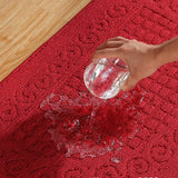 Half Circle Doormat Semicircle Floor Mat Dust Trap Polyester Fiber Strong Absorption Anti Slip for Outdoor Indoor Dark Red 48x78cm / 18.9x30.7in