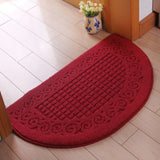 Half Circle Doormat Semicircle Floor Mat Dust Trap Polyester Fiber Strong Absorption Anti Slip for Outdoor Indoor Dark Red 48x78cm / 18.9x30.7in - Side View