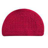 Half Circle Doormat Semicircle Floor Mat Dust Trap Polyester Fiber Strong Absorption Anti Slip for Outdoor Indoor Dark Red 48x78cm / 18.9x30.7in
