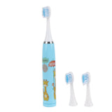 Children Electric Toothbrush Cartoon Fully Automatic Sonic Toothbrush with 3 Brush Heads for Kids Children Deer Blue - Front View