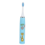 Children Electric Toothbrush Cartoon Fully Automatic Sonic Toothbrush with 3 Brush Heads for Kids Children Deer Blue