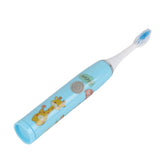 Children Electric Toothbrush Cartoon Fully Automatic Sonic Toothbrush with 3 Brush Heads for Kids Children Deer Blue - Rear View