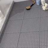10PCS Suction Cup Floor Mats Anti Slip Plastic Mosaic Bath Mat for Kitchen Bathroom Grey - Front View