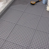 10PCS Suction Cup Floor Mats Anti Slip Plastic Mosaic Bath Mat for Kitchen Bathroom Grey - Side View