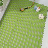 10PCS Suction Cup Floor Mats Anti Slip Plastic Mosaic Bath Mat for Kitchen Bathroom Green - Top-Down View