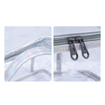 Ladies Cosmetic Bag Transparent Double Layer Waterproof High Capacity Toiletry Storage Bag for Travel Silvery Grey