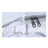 Ladies Cosmetic Bag Transparent Double Layer Waterproof High Capacity Toiletry Storage Bag for Travel Upgrade Rhombus Black - Front View