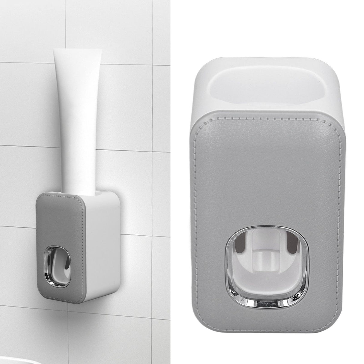 Toothpaste Dispenser Full Automatic Wall Mounted Hands Free Easy Operation Toothpaste Squeezer for Bathroom Hotel Gray