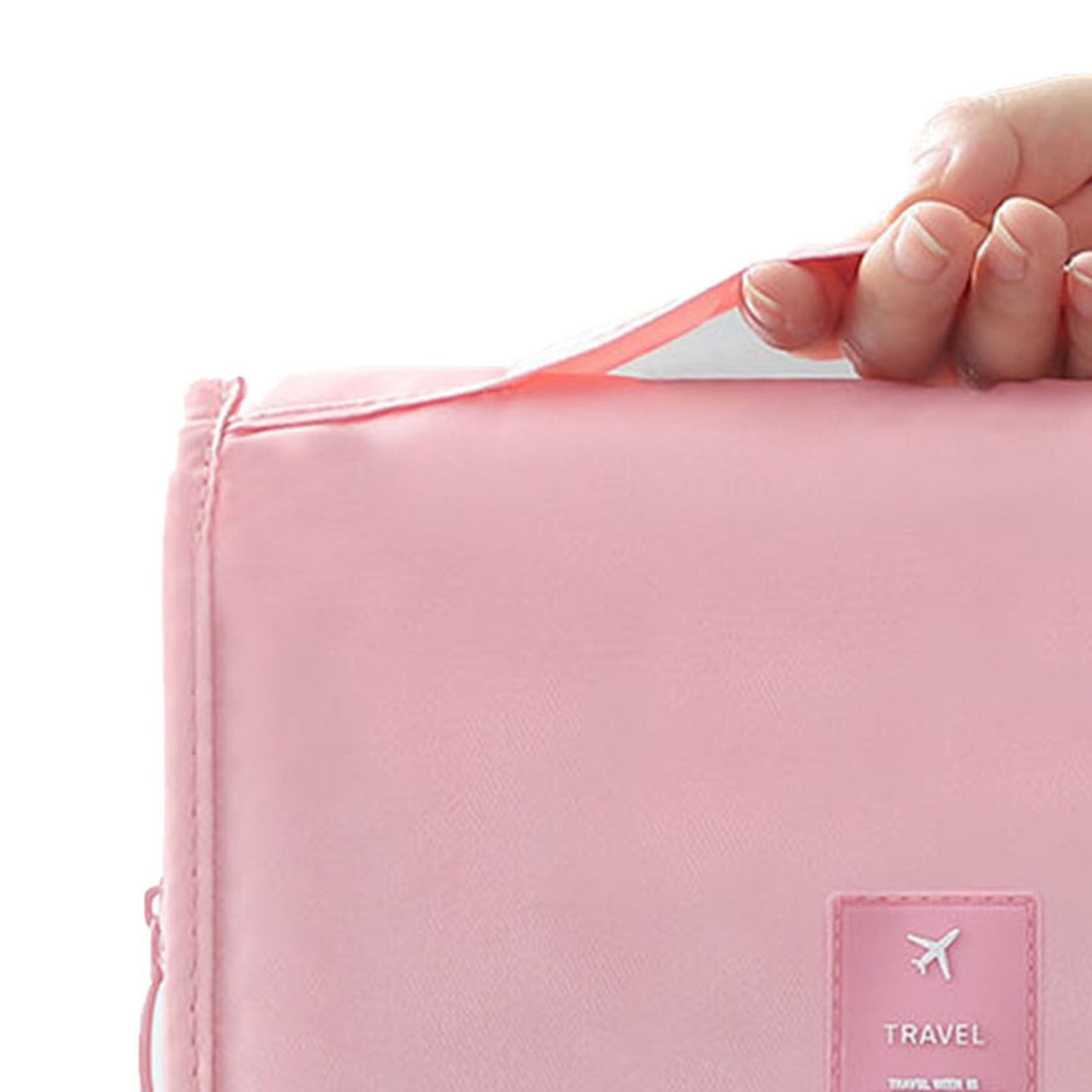 Cosmetic Bag Small Portable Makeup Bag Zippered High Capacity Toiletry Bag Travel Washing Bag Makeup Pouch Fashion Korean Style Storage Bag Pink