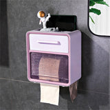 Toilet Paper Roll Box Waterproof Wall Mount Toilet Tissue Holder No Punch Bathroom Tissue Roll Box Double Layer Purple
