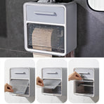 Toilet Paper Roll Box Waterproof Wall Mount Toilet Tissue Holder No Punch Bathroom Tissue Roll Box Double Layer Grey