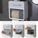 Toilet Paper Roll Box Waterproof Wall Mount Toilet Tissue Holder No Punch Bathroom Tissue Roll Box Double Layer Grey - Top-Down View