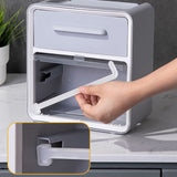 Toilet Paper Roll Box Waterproof Wall Mount Toilet Tissue Holder No Punch Bathroom Tissue Roll Box Double Layer Grey
