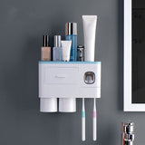 Toothbrush Storage Rack Inverted Magnetic Adsorption Toothbrush Holder Toothpaste Squeezer 2 Blue Cups