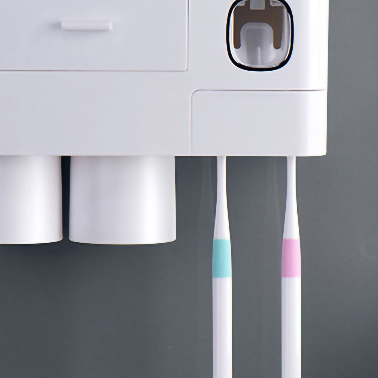 Toothbrush Storage Rack Inverted Magnetic Adsorption Toothbrush Holder Toothpaste Squeezer 2 Blue Cups