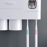 Toothbrush Storage Rack Inverted Magnetic Adsorption Toothbrush Holder Toothpaste Squeezer 2 Blue Cups