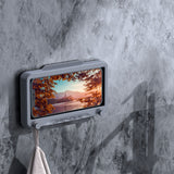 Waterproof Cell Phone Case Shower Phone Holder Wall Hanging Free Punch 360 Degree Rotation Touch Screen For Bathroom Kitchen Grey - 45-Degree Angle