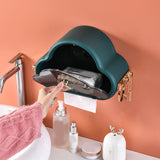 Tissue Holder Wall Mounted Side Hooks Waterproof Simple Fashionable Tissue Box for Bathroom Emerald Black - Front View