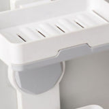 Soap Box Draining Case Holder Rack Plastic Hole Free Installation for Bathroom Toilet Light Gray 2 Layers
