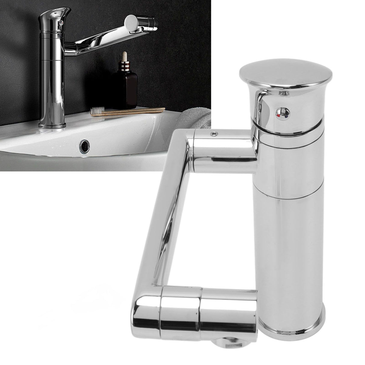 Universal Basin Faucet with Hose Metal Single Hole Sink Tap for Kitchen Bathroom G1/2 Thread